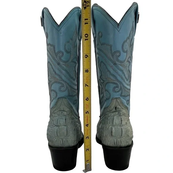 Rogers Turquoise Croc-Embossed Cowboy Boots - Picture 4 of 16